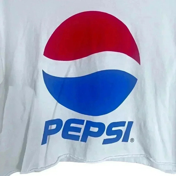 Pepsi White Blue Red Crop Top Soda Women's Size L - Picture 2 of 4